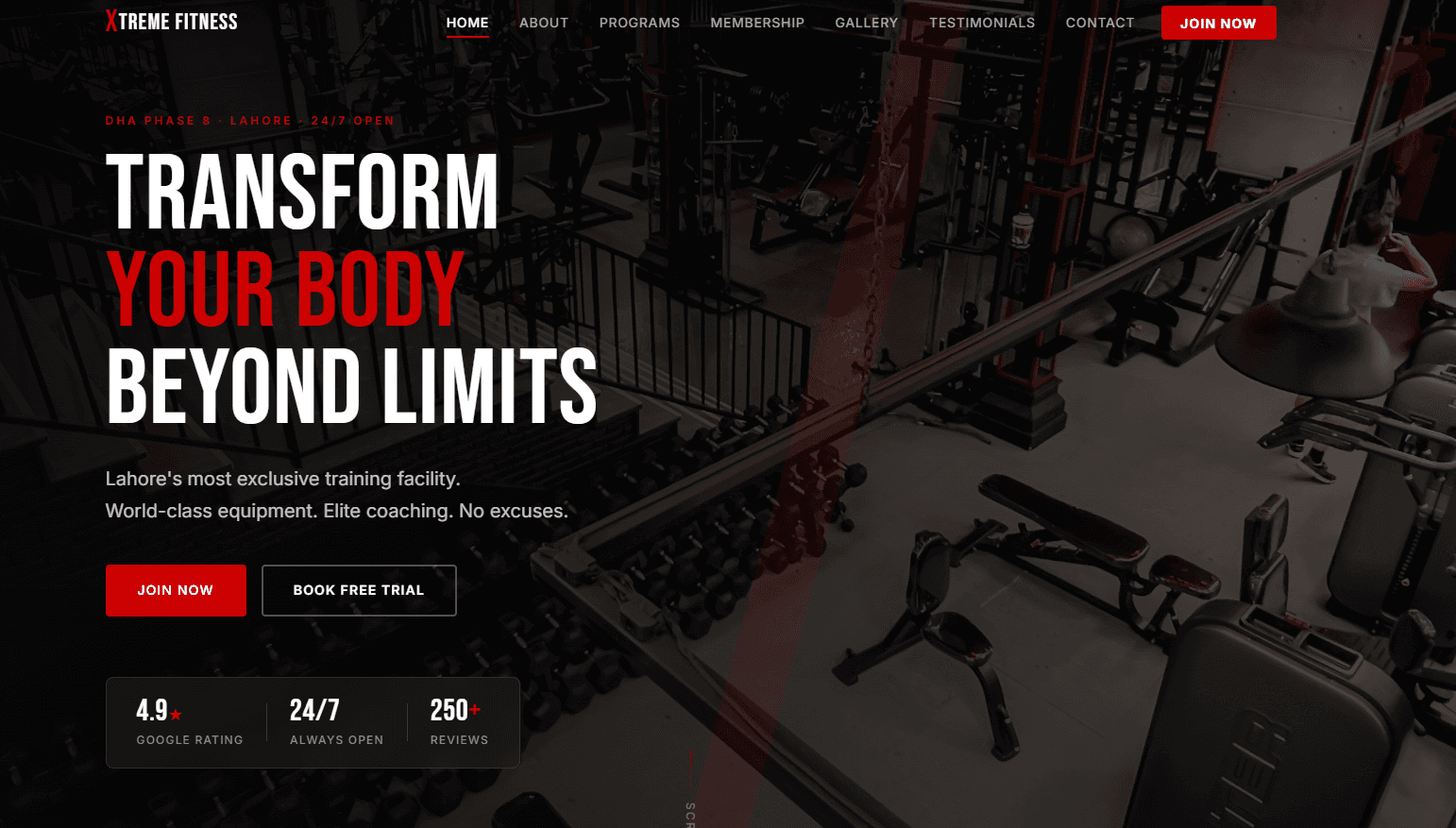 XTREME Fitness — live website preview